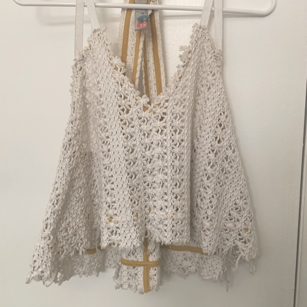 Free People Beach Knitted/Woven White Crop Top